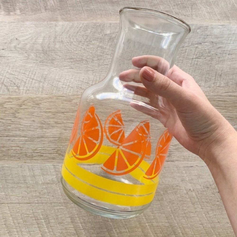 Vintage Libbey Orange Slice Glass Carafe Pitcher